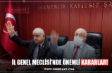 İL GENEL MECLİSİ’NDE ÖNEMLİ KARARLAR!