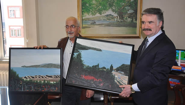 Zonguldaklı ressamdan okullara tablo jesti