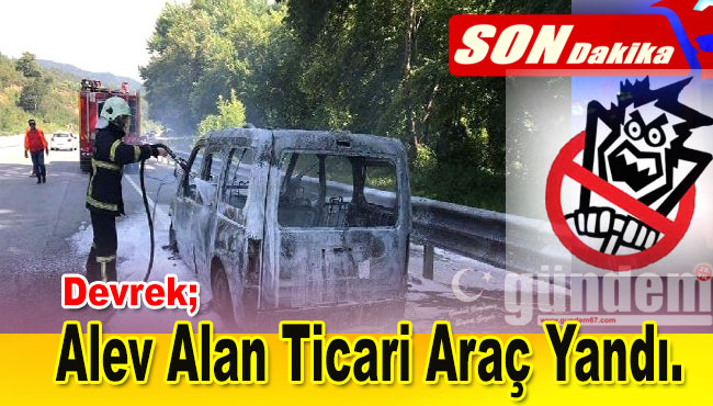 Devrek İlçesi'nde Alev Alan Ticari Araç Yandı.