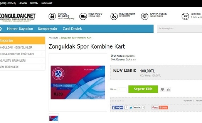 Zonguldakspor kombineleri internetten satılıyor