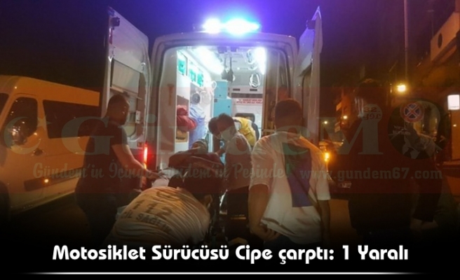 Motosiklet Sürücüsü Cipe çarptı: 1 Yaralı