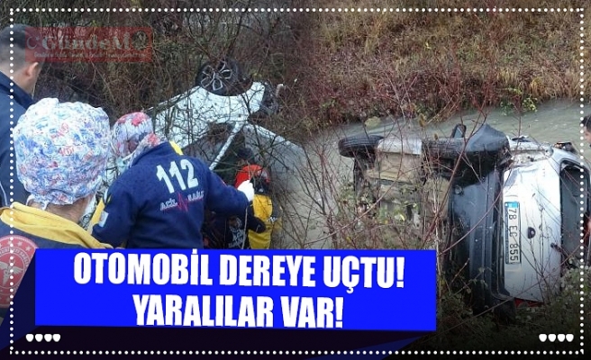 OTOMOBİL DEREYE UÇTU! YARALILAR VAR!