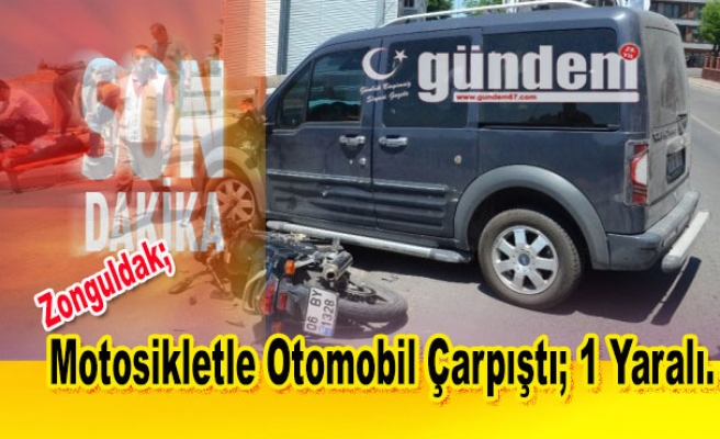 Motosikletle Otomobil Çarpıştı; 1 Yaralı