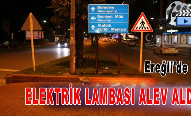 Ereğli'de Elektrik Lambası Alev Aldı