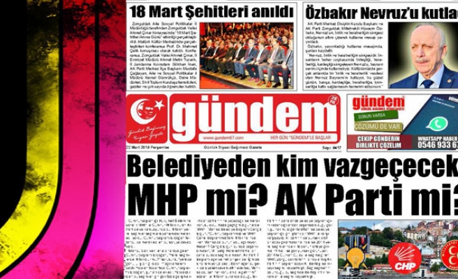 22 Mart 2018 Gündem Gazetesi