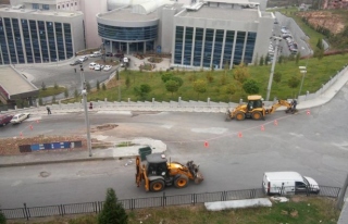 Hastane önündeki yapım çalışması tamamlandı