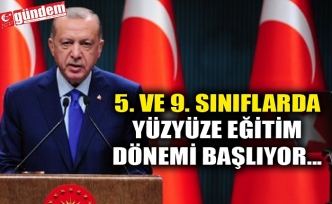 5. VE 9. SINIFLARDA YÜZYÜZE EĞİTİM DÖNEMİ BAŞLIYOR...